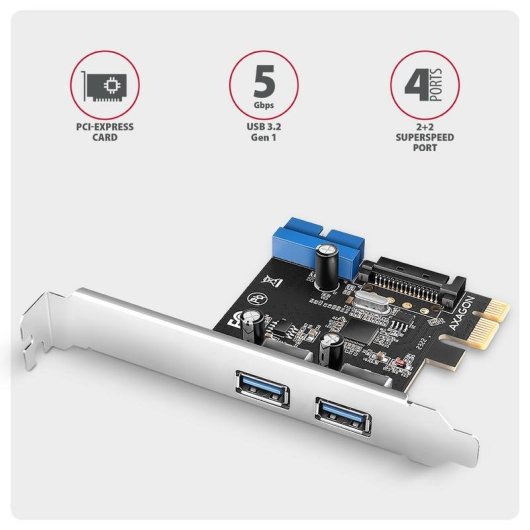 Tarjeta de Interfaz Axagon PCEU-232RS PCIe a USB 3.2 Gen 1