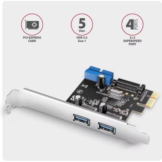 Tarjeta de Interfaz Axagon PCEU-232RS PCIe a USB 3.2 Gen 1