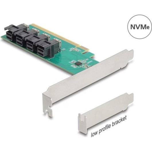 Tarjeta de Interfaz Delock 90777 PCIe x16 4 Puertos SFF-8643 NVMe Low Profile