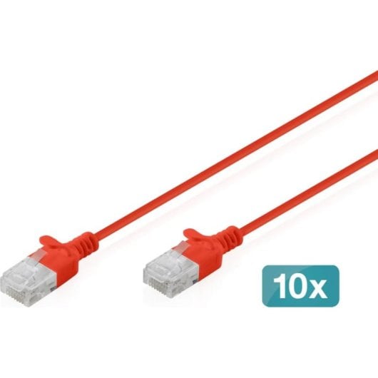 Cable de Red Digitus CAT6 U/UTP Slim 0.5m Rojo 10 Unidades
