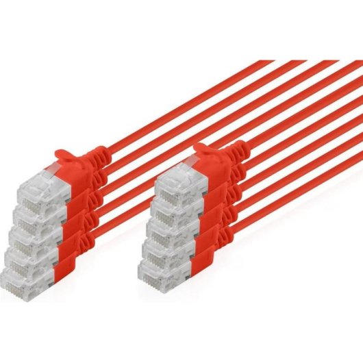 Cable de Red Digitus CAT6 U/UTP Slim 0.5m Rojo 10 Unidades