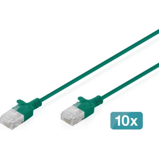 Cable de Red Digitus CAT6 U/UTP Slim 10 Unidades 0.30m Verde