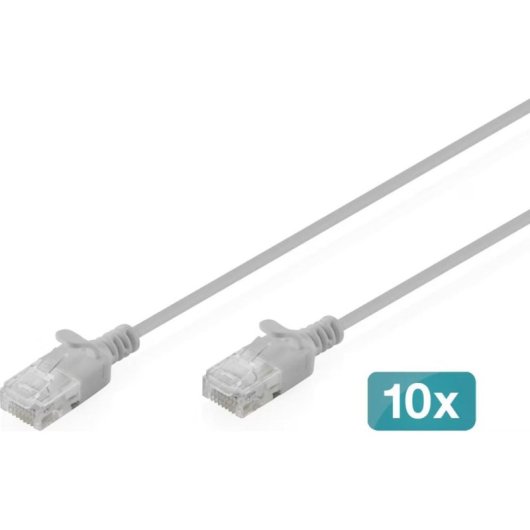 Cable de Red Digitus CAT6 U/UTP Slim 0.30m Gris 10 Unidades