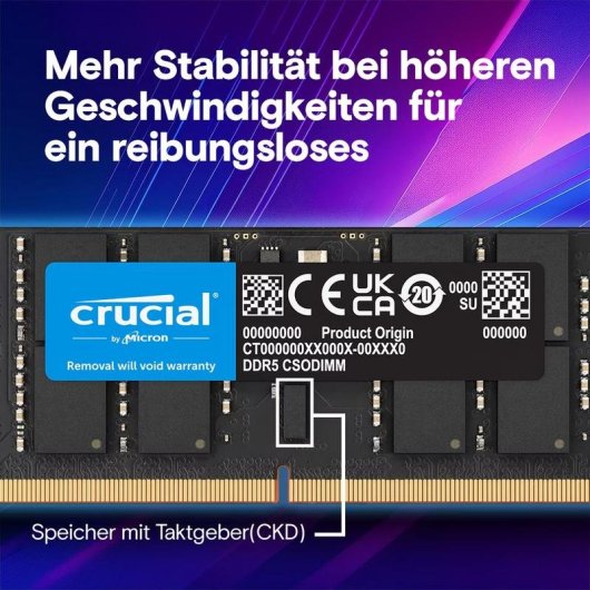 Memoria RAM Crucial CT24G64C52CS5 24GB 1x24GB DDR5 6400MHz CL52 Negro