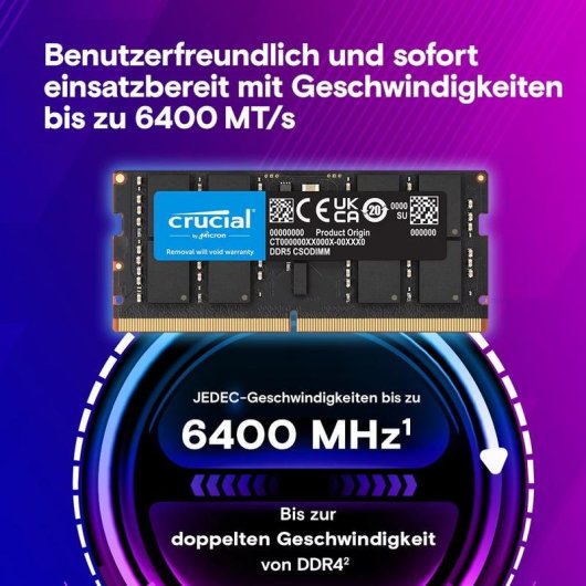 Memoria RAM Crucial CT24G64C52CS5 24GB 1x24GB DDR5 6400MHz CL52 Negro