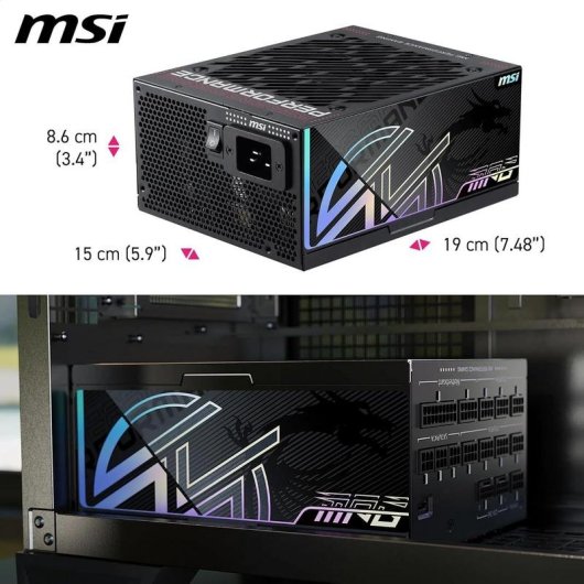 Fuente de Alimentación MSI MPG Ai1600TS 1600W Certificación 80+ Titanium modular