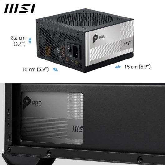 Fuente de Alimentación MSI PRO A1000PL PCIE5 1000W 80 Plus Platinum modular