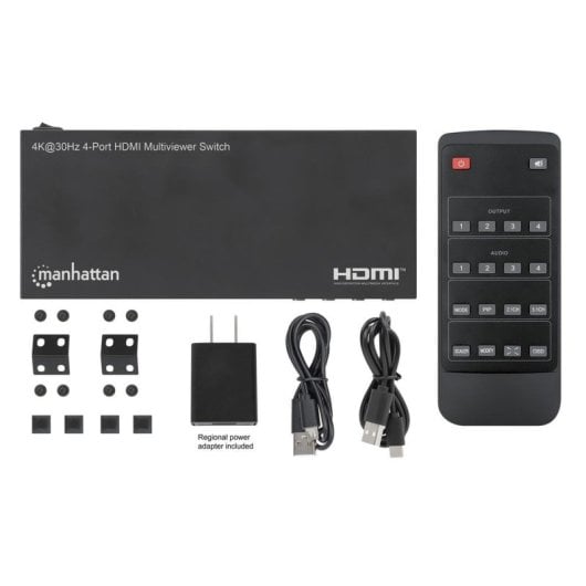Multiview HDMI-Switch 4x1 Manhattan 4K@30Hz PiP Schwarz