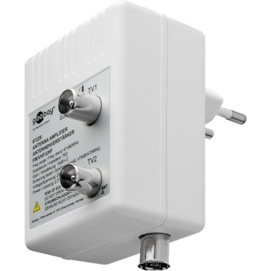 Amplificador de sinal TV Goobay 67226 IEC 230V 2 portos