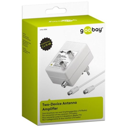 Amplificador de sinal TV Goobay 67226 IEC 230V 2 portos