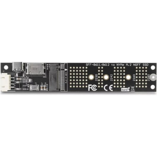 Adaptateur Delock OCuLink SFF-8612 vers M.2 Key M pour SSD NVMe PCIe 4.0