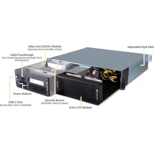 Caja PC Sonnet xMac mini 2U Rackmount Acero para Mac mini USB-C