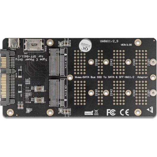 Adaptateur Delock pour SSD M.2 NVMe et SATA vers PCIe et OCuLink