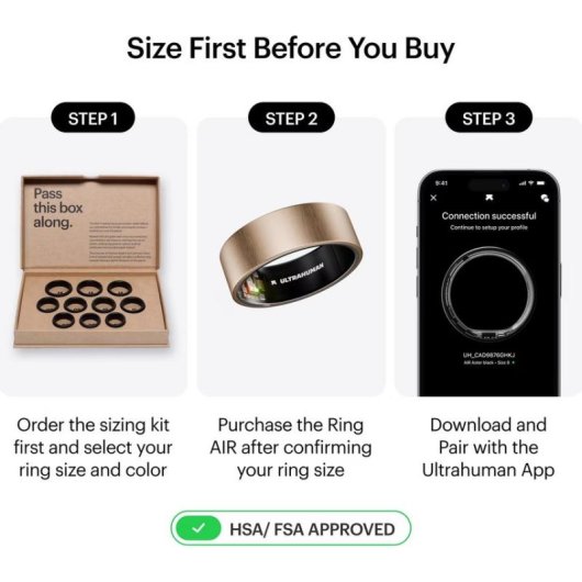 Smart Ring Ultrahuman Ring Air T8 Bluetooth IP68 Akku Android iOS Rosa