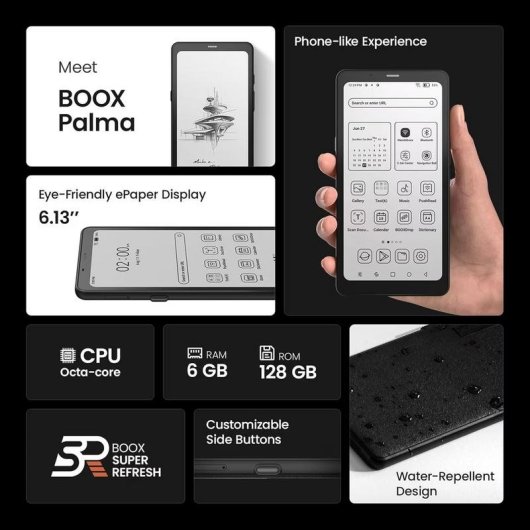 Libro Electrónico Onyx Palma 2 6,13" E-Ink HD Bluetooth Wi-Fi Android