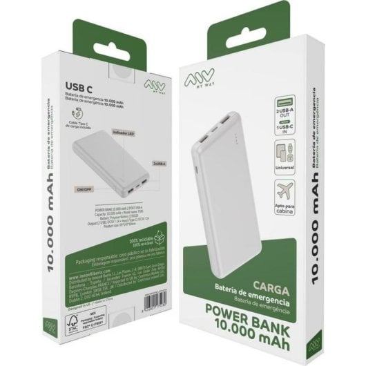 Powerbank My Way 10000 mAh USB-C Branco