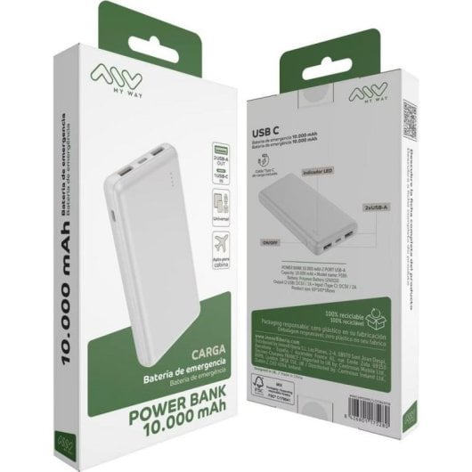 Powerbank My Way 10000 mAh USB-C Branco