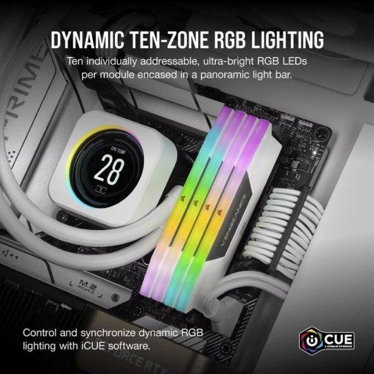 Memoria RAM Corsair Vengeance RGB 32GB 2x16GB DDR5 6400MHz CL32 AMD EXPO Bianco