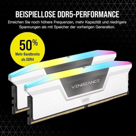 Memoria RAM Corsair Vengeance RGB 32GB 2x16GB DDR5 6400MHz CL32 AMD EXPO Bianco