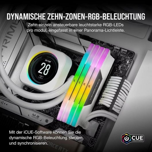 Memoria RAM Corsair Vengeance RGB 32GB 2x16GB DDR5 6400MHz CL32 AMD EXPO Bianco