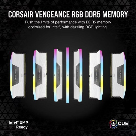 Memoria RAM Corsair Vengeance RGB 32GB 2x16GB DDR5 6400MHz CL32 AMD EXPO Bianco