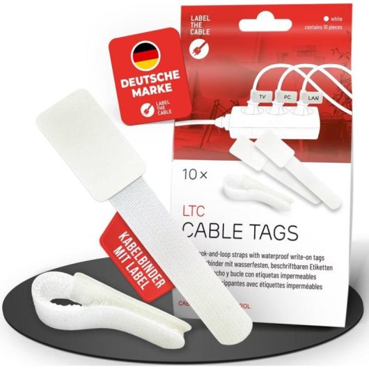 Cable binder de velcro Label-the-cable LTC 2620-10 blanco 10 unidades