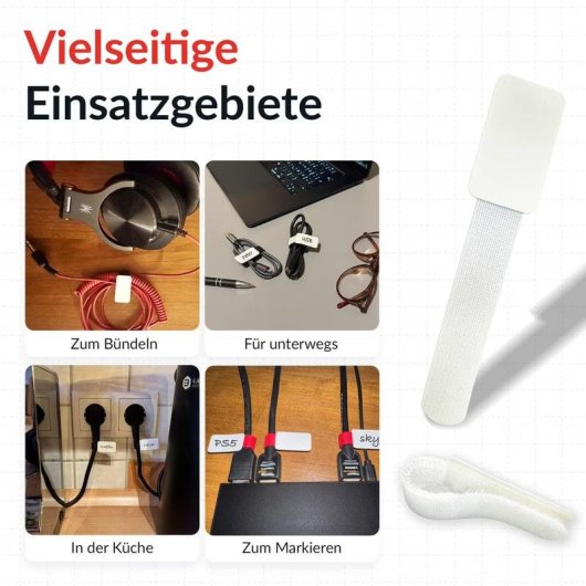 Cable binder de velcro Label-the-cable LTC 2620-10 blanco 10 unidades