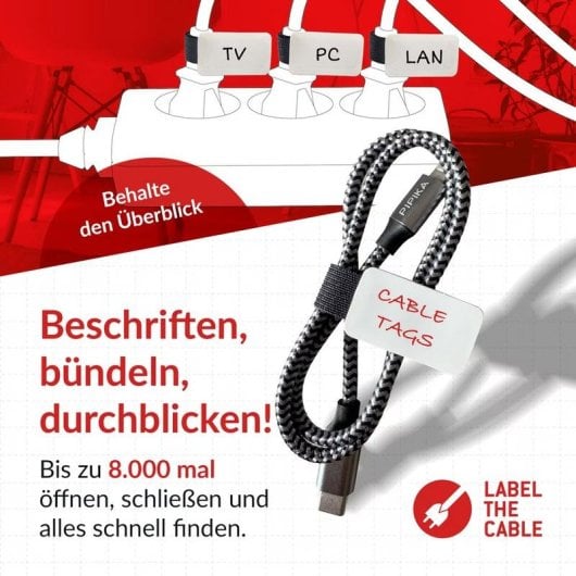 Kabeletiketten Klettkabelbinder Label-the-cable LTC 2610-10 10 Stück schwarz