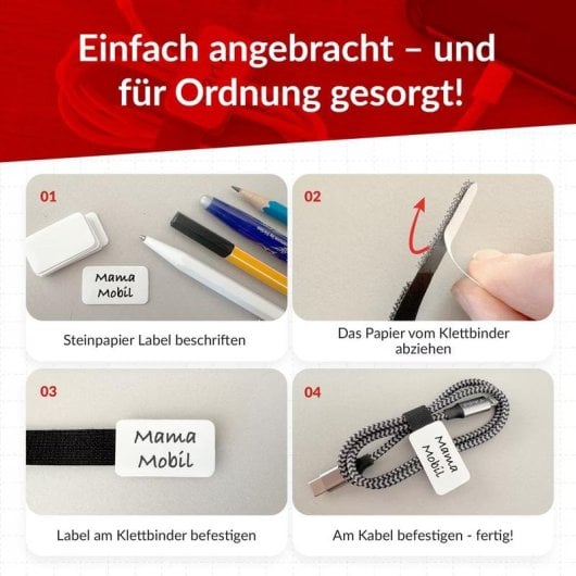 Kabeletiketten Klettkabelbinder Label-the-cable LTC 2610-10 10 Stück schwarz