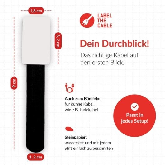 Kabeletiketten Klettkabelbinder Label-the-cable LTC 2610-10 10 Stück schwarz