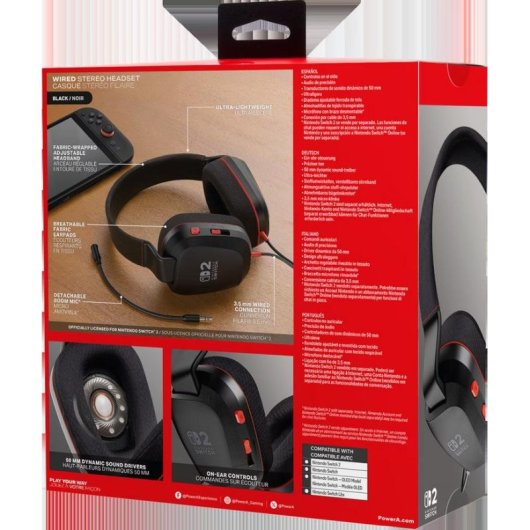 Auriculares PowerA NSHS0581 con cable USB para gaming, micrófono y control volumen, negros