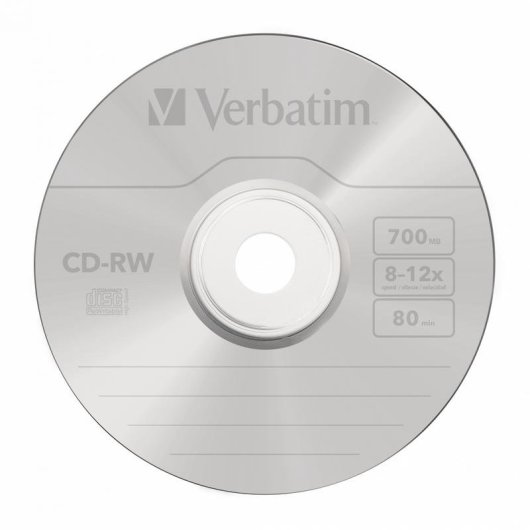 CD-RW Verbatim 12x 700 MB Paquete 10 Unidades Caja de Cartón