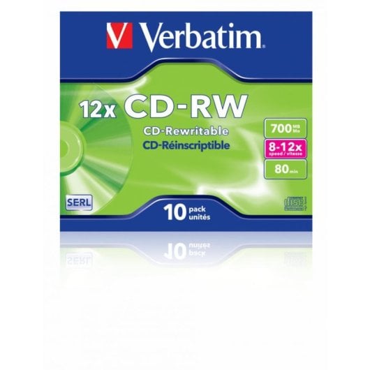 CD-RW Verbatim 12x 700 MB Paquete 10 Unidades Caja de Cartón