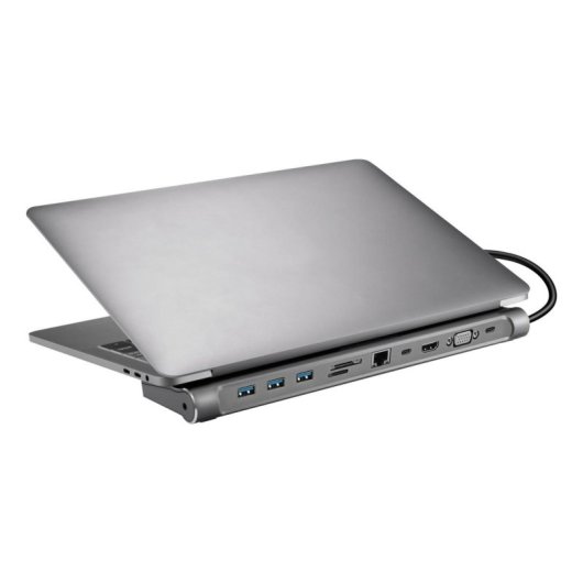 Base para portátiles Sandberg USB-C 10 en 1 Estación de conexión Aluminio