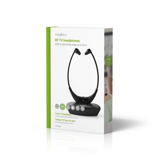 Auriculares Nedis HPRF010BK sans fil et filaire RF pour TV, noirs