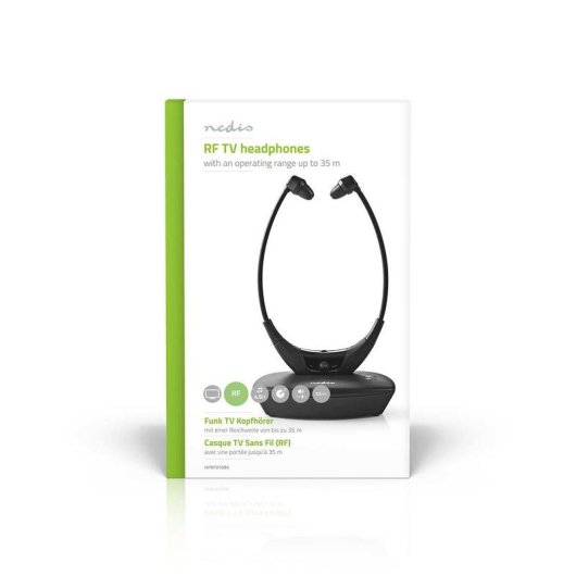 Auriculares Nedis HPRF010BK sans fil et filaire RF pour TV, noirs