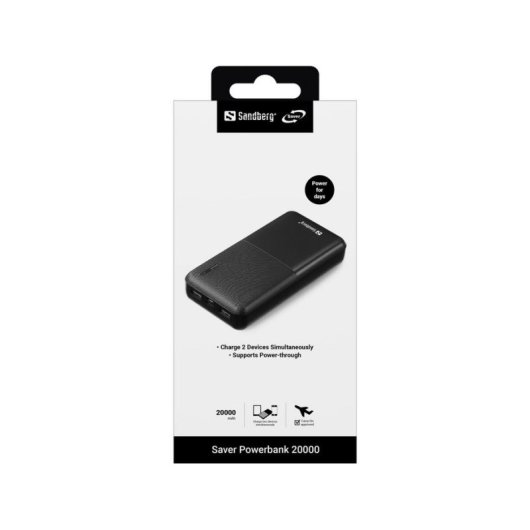 Batteria Esterna Sandberg Saver Powerbank 20000 mAh USB-C e USB-A Nero