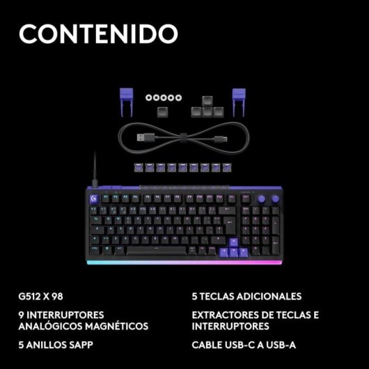Teclado Logitech G512 X 98 magnético compacto con switches dual swap y RGB LIGHTSYNC Teclado Portugués