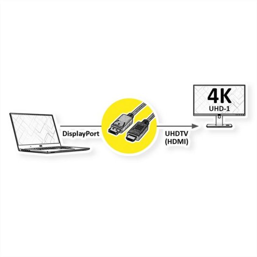 Cable Adaptador DisplayPort a HDMI ROLINE 3 m Negro
