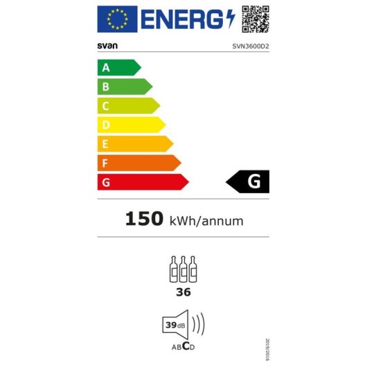 Nevera de vino termoeléctrica Svan SVN3600D2 36 botellas 2 zonas Negro