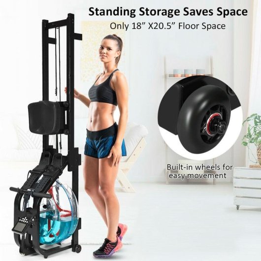 Rameur Clover Fitness CFRower 223 Eau 16 niveaux Noir