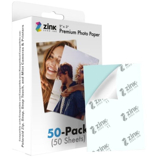 Papel Fotográfico Polaroid ZINKPZ2X350 Brilho 2x3" 50 folhas