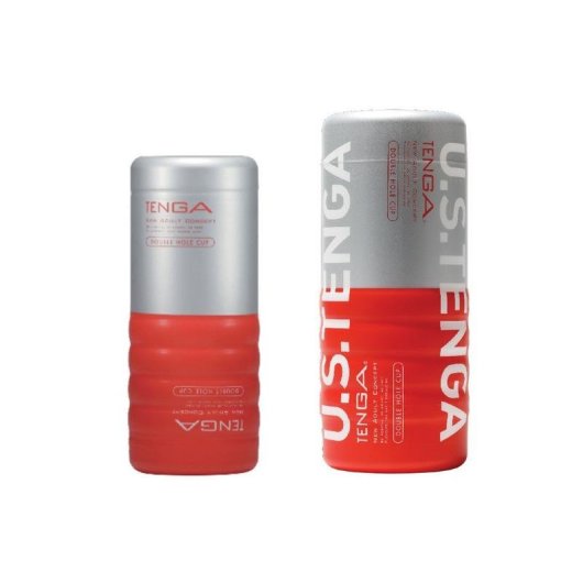 Masturbateur masculin Tenga U.S. DOUBLE HOLE CUP Rouge TPE