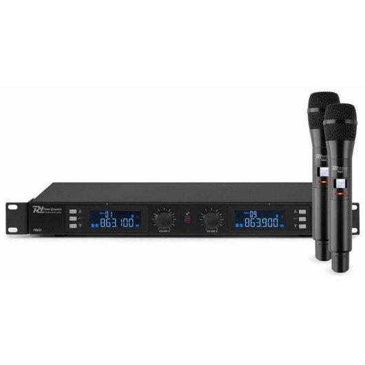 Micrófono Power Dynamics PD632H inalámbrico UHF con 2 canales y mute