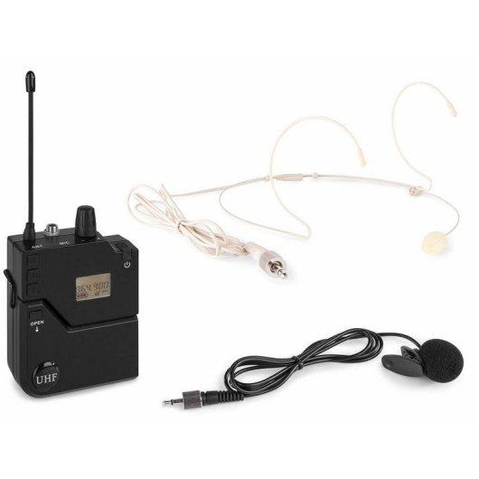 Micrófono Power Dynamics 632BP inalámbrico UHF con petaca y sistema IR