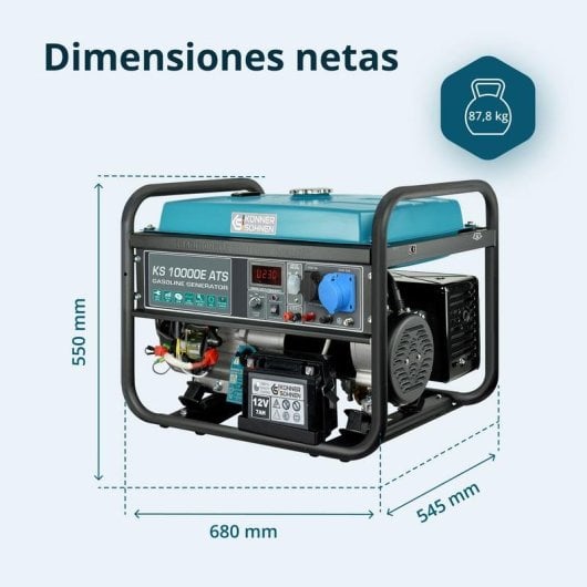 Generador Könner & Söhnen KS 10000E ATS 7500W 230V 25L Gasolina