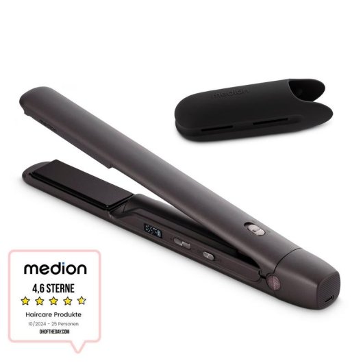 Lisseur Céramique/Titane Sans Fil Medion LIFE HS2 210ºC 5 Réglages Arrêt Automatique Noir