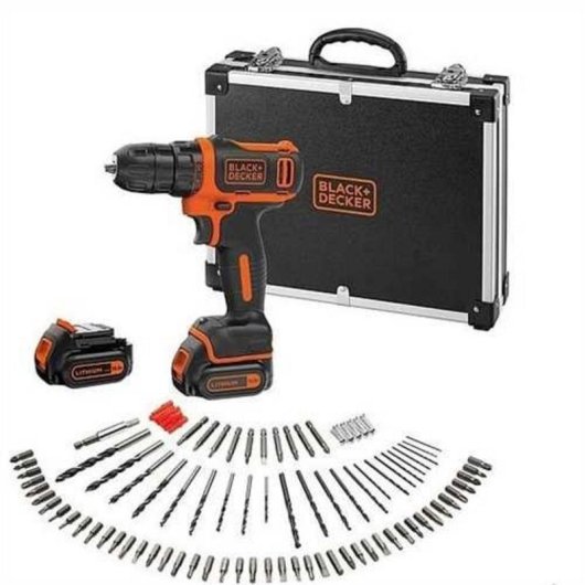 Pistolenbohrer Black & Decker BDCDD12BAFC 10,8 V 1,5 Ah 2 Akkus