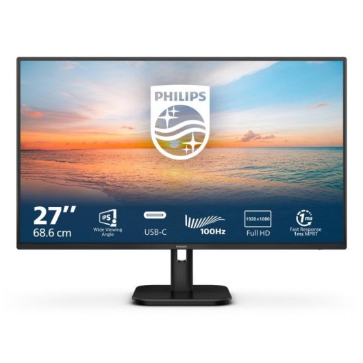 Monitor Philips 27E1N1300A 27" FullHD 100Hz IPS USB-C Altavoces Flicker-Free