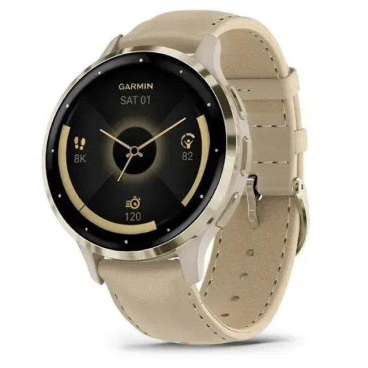 Garmin 010-02785-55 Bluetooth GPS 41mm Oro Correa Cuero Resistencia Agua 5ATM SpO2 Pulsómetro